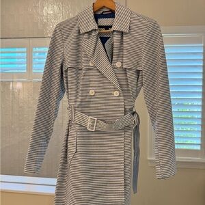 NWT Striped Double-Breasted Trench Coat